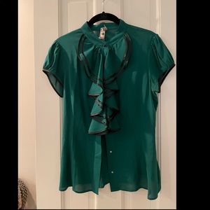 Kelly green ruffle silk blouse - Nordstrom